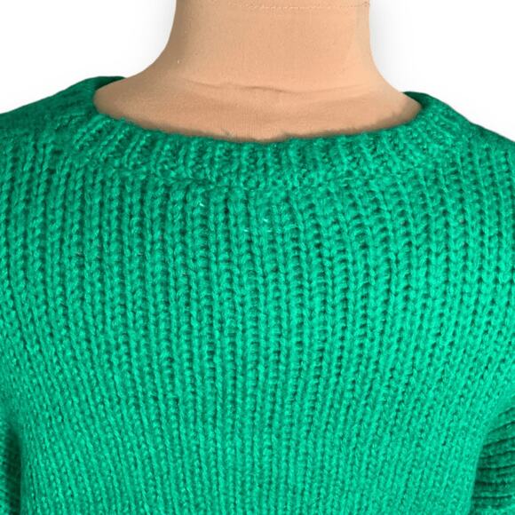 Lisa Says Gah Campagne Sweater Medium Sheep Landscape Knit Green Pullover Light - Picture 9 of 13